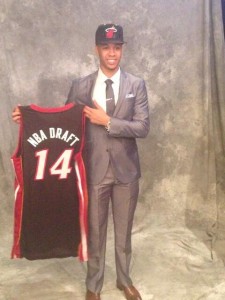 Shabazz Napier finally got matched with the right hat and uniform (NBA Draft photo)