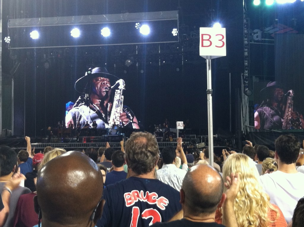 Clarence Clemons tribute at Fenway Park concert, Aug. 14, 2012 (Ken Davis photo)