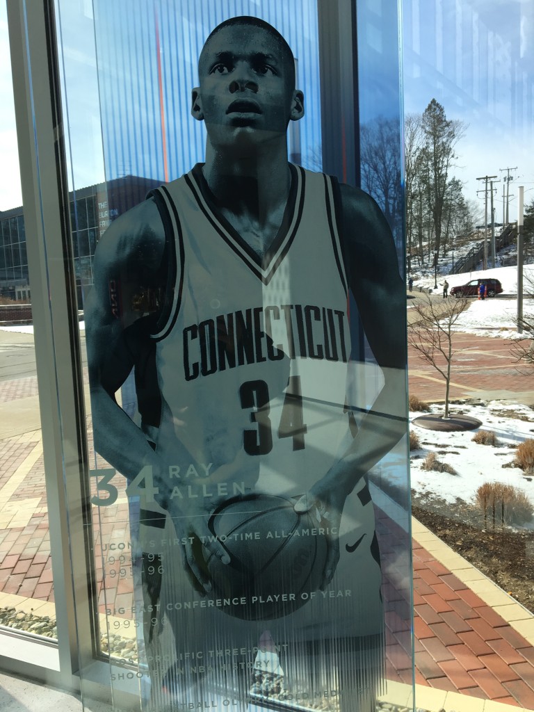 Ray Allen's display in the UConn Hall of Champions (Ken Davis photo)